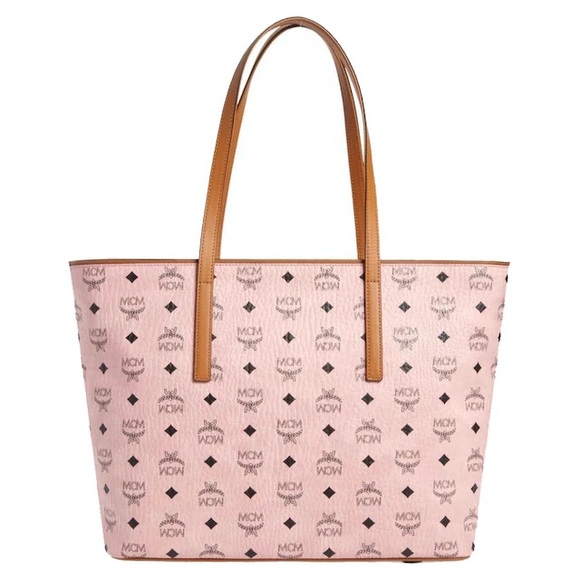 MCM Anya Medium Visetos Zip Top Shopper in Soft pink (Nordstrom Exclusive) - Picture 3 of 9
